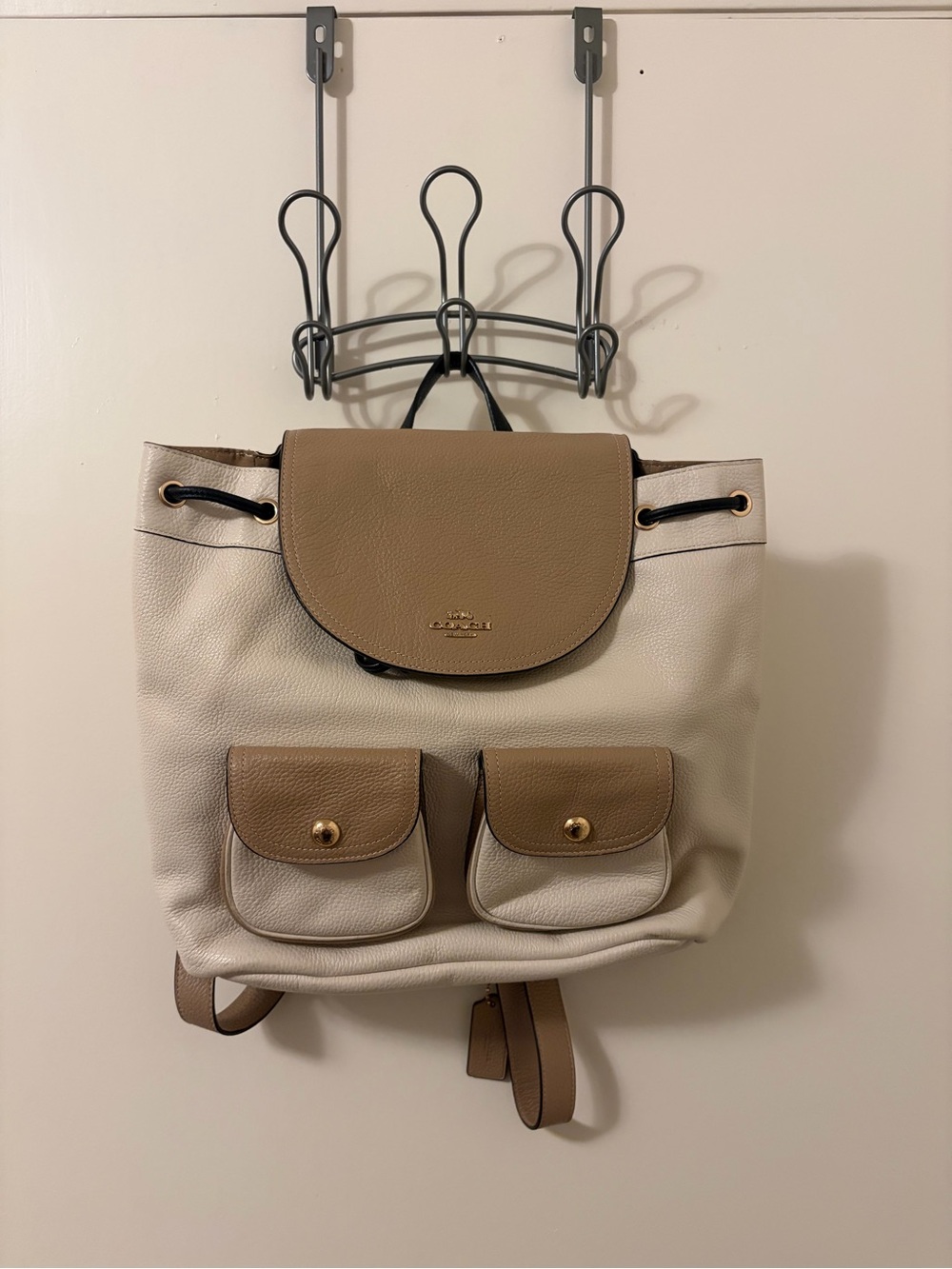 Coach Pennie Women's Backpack in Tan, Black and Cream